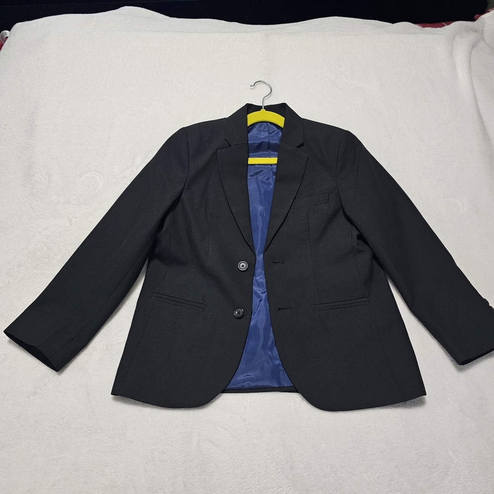 Cat & Jack Kid's Black Blazer with Blue Lining, 2 front button Size 7